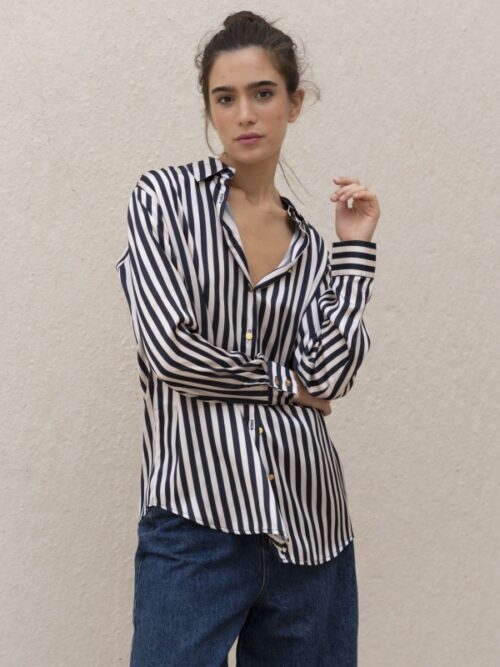 camicia righe navy