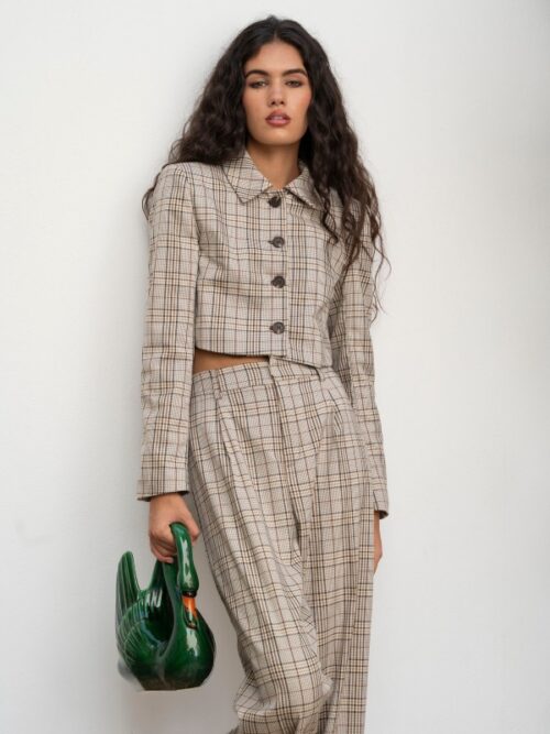 Giacca Cropped Tartan